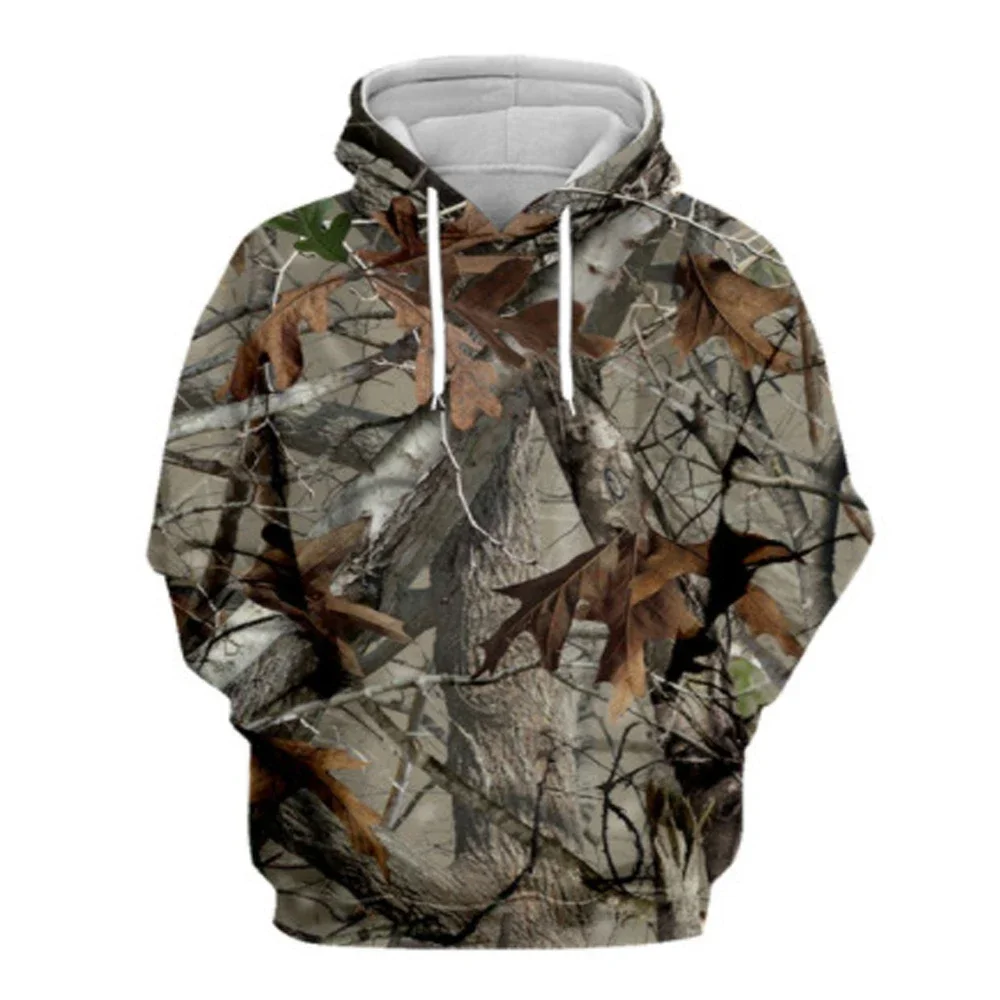 Homens e mulheres Maple Leaf Camouflage 3D Hoodie, casaco com capuz, ao ar livre, pesca, camping, caça, primavera, outono, moda