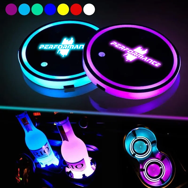 LED Car Water Cup Mat For BMW X1 X2 X3 X4 X5 X6 X7 E36 E39 E46 E60 E87 E90 E92 Emblem Auto Interior Decorative Atmosphere Lights