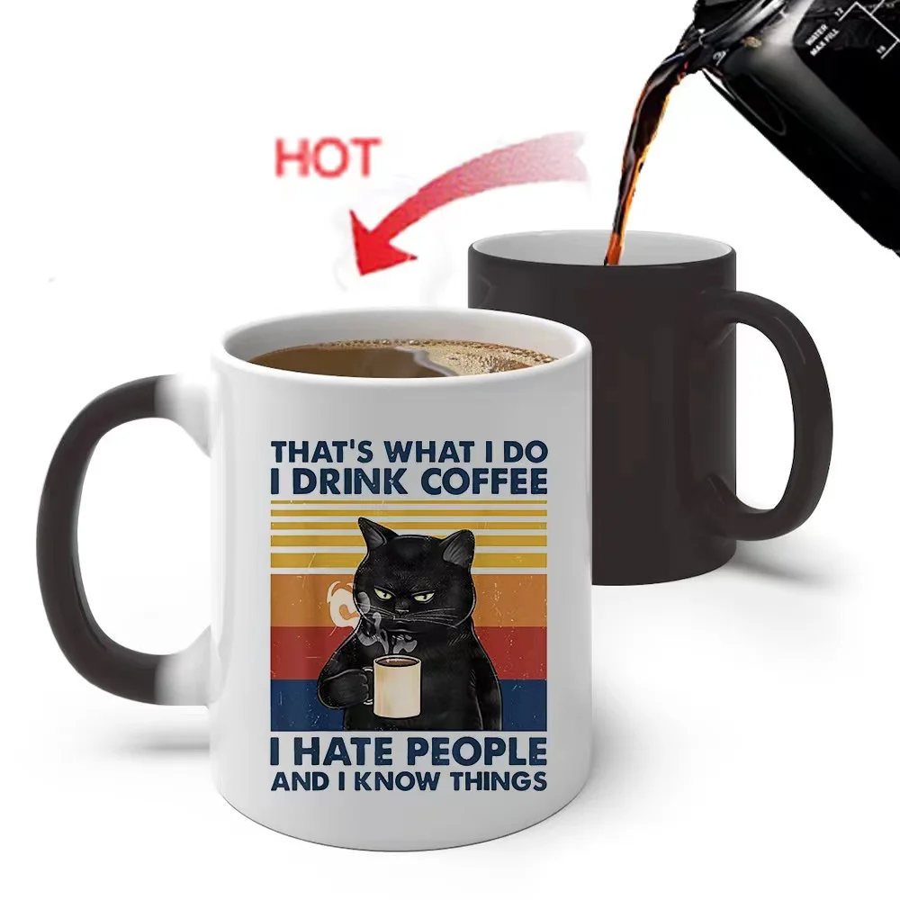 

Coffee Mugs with Spelled Backwards is Eeffoc, Coworker Gifts Tea Cups Cat Drinkware Coffeeware Tableware for Office Friends