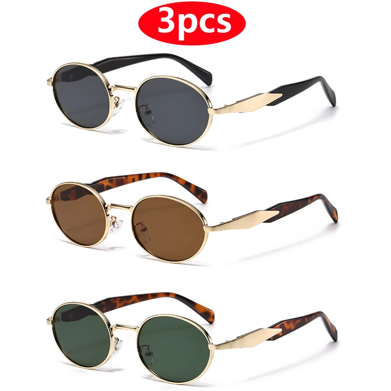 

Элитный бренд, 3 шт., овальные солнцезащитные очки для женщин и мужчин, металлические ретро-трендовые уличные солнцезащитные очки, высокое качество, классические мужские очки UV400