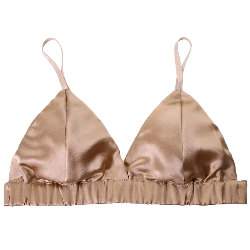 Reggiseno sottile estivo intimo coppa triangolo francese di fascia alta 100% seta di gelso double face raso di seta superficie liscia senza anello