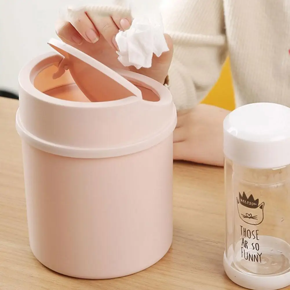 Desktop Small Trash Can Cute Sticker Bedroom Girly Home Cute With Lid Net Celebrity Mini Portable Plastic Storage Box