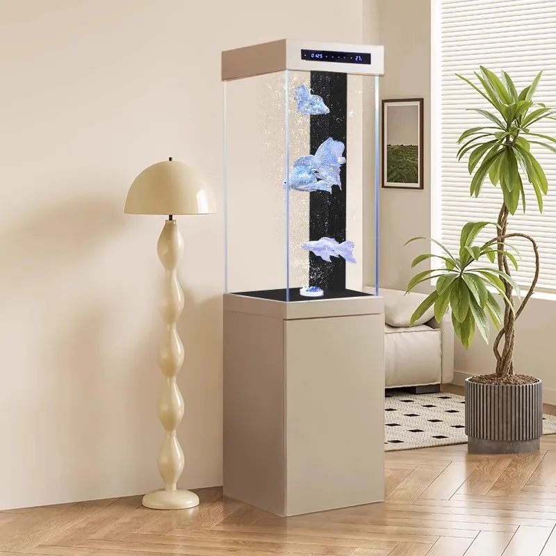 

Modern Minimalist Goldfish Aquariums Medium Floor-Standing Ultra Clear Glass Square Eco Bottom Filter Built-in Oxygenation FYFT​