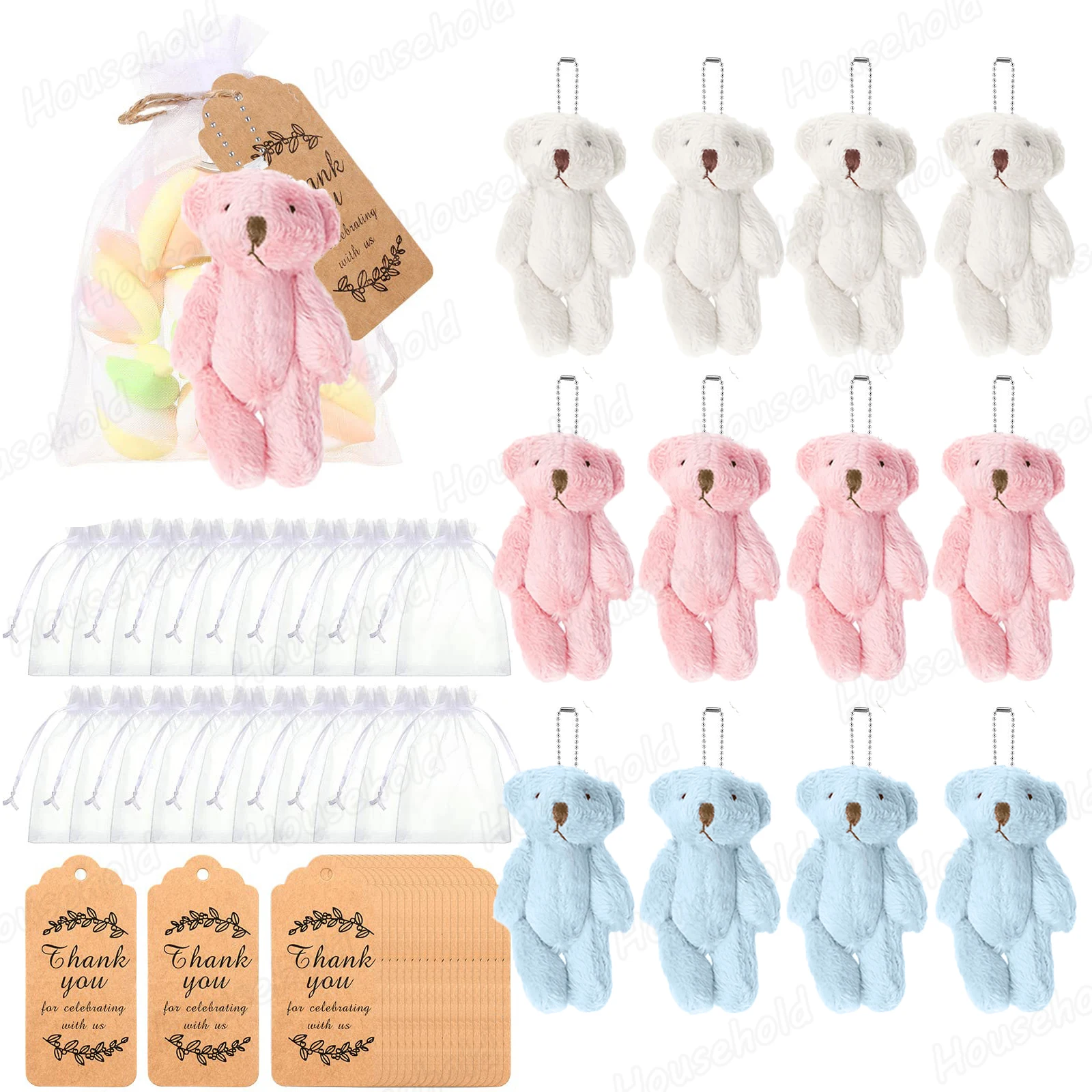 10-150Set Mini Beer Baby Douche Feestartikelen 6cm Gezamenlijke Gevulde Kleine Beren Beer Sleutelhanger voor Verjaardagstaart Bruiloft Mini Geschenken