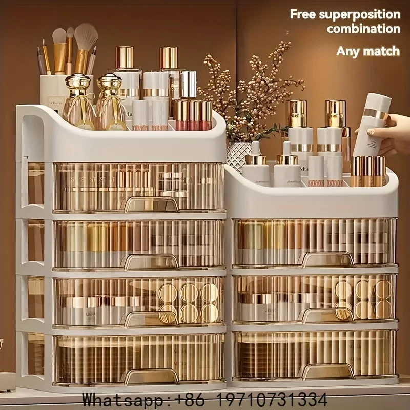 

Large Capacity Cosmetic Storage Box Transparent Drawer Jewelry Makeup Storage Box Multi-layer Multi-functional Desktop Organizer