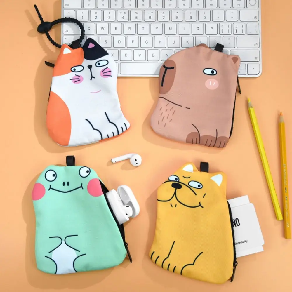 Personality Single Layer Capybara Earphone Pouch Cat Frog Capybara Makeup Bag Cartoon Portable Cute Storage Bags Travel