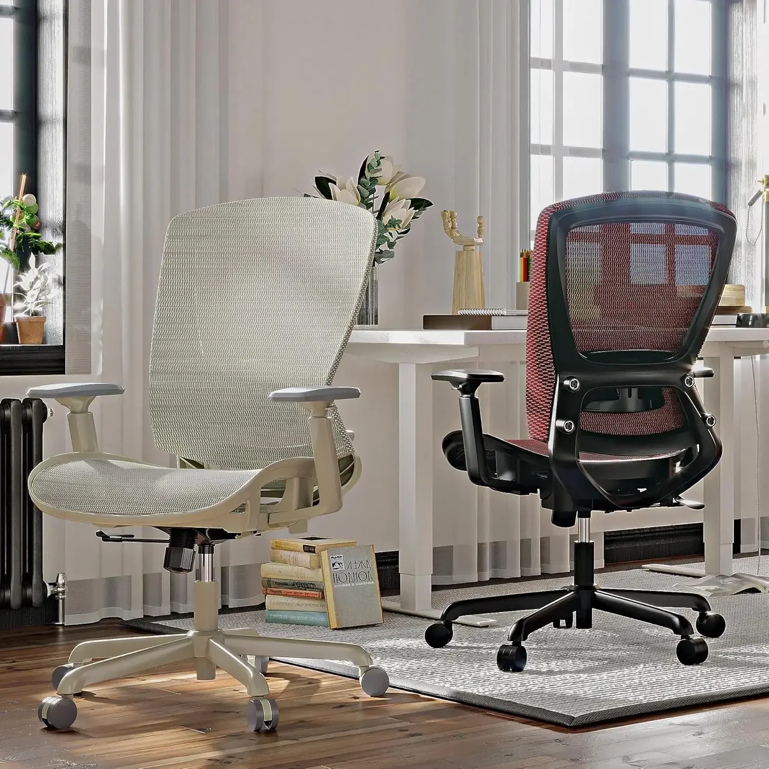 [الأسهم المحدودة! ]كرسي مكتب شبكي، كرسي مكتب كمبيوتر مريح، كرسي مهام قوي - دعم قطني قابل للتعديل ومساند للذراعين، متعة الميل