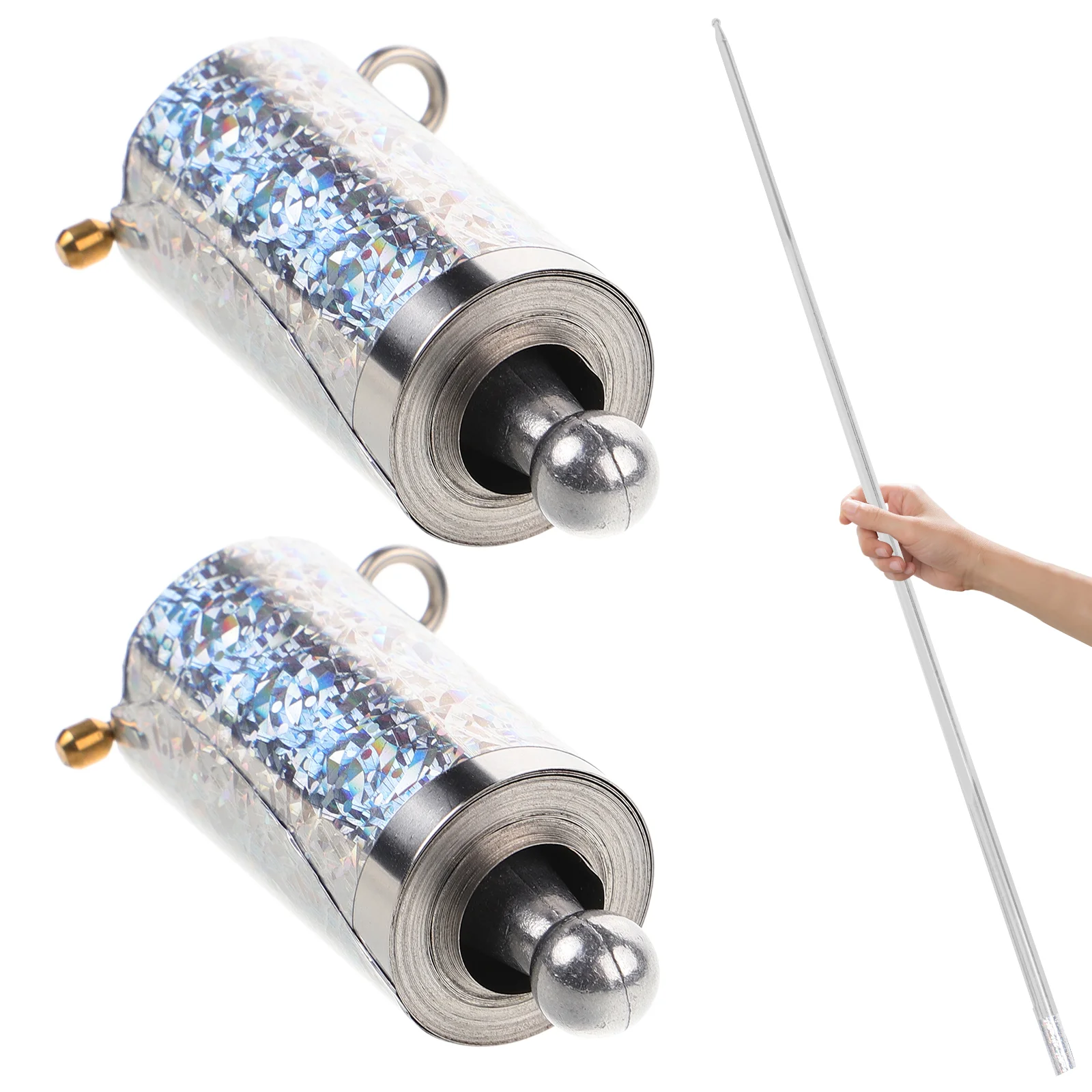 Funny Magician Stage Performance Prop Telescopic Silver Metal Spell Casting Stick