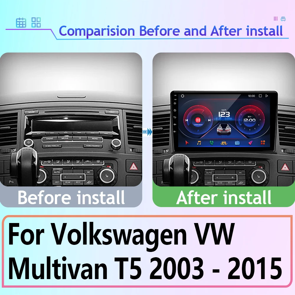 Android Auto For Volkswagen VW Multivan T5 2003 - 2015 Car Radio Stereo Multimedia Player Navigation GPS CPU QLED No 2Din 2 Din