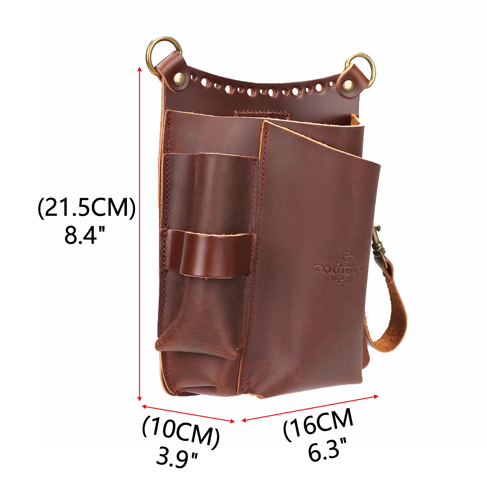 Tourbon Leather Gardening Pouch Tool Waist Bag Drywaller's Contractor Tool Carrier with Shoulder Strap Brown