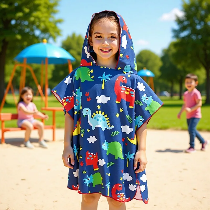 

Large Size Children's Soft Quick Dry Beach Towel Robe Print Beach Cape Comfortable Absorbent Beachwear Home Fabric Goods