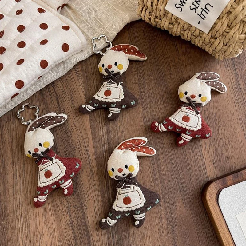 Cute Fabric Filling Bunny Plush Toy Cartoon Rabbit Soft Stuffed Doll Brooch Keychain Backpack Pendant Bag Decoration Kids Gifts