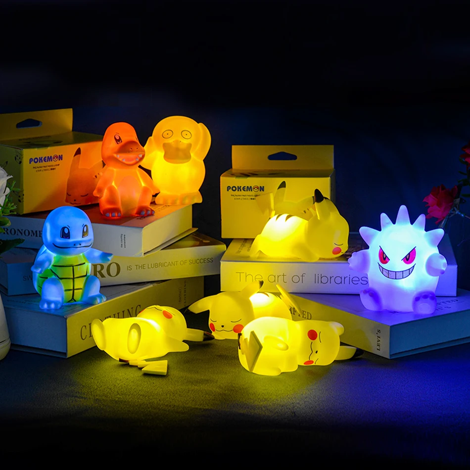 12cm Pokemon Pikachu Night Light Anime Figure Cute Bedside Lamp For Bedrooms Ornaments Children's Luminous Toys Christmas Gift