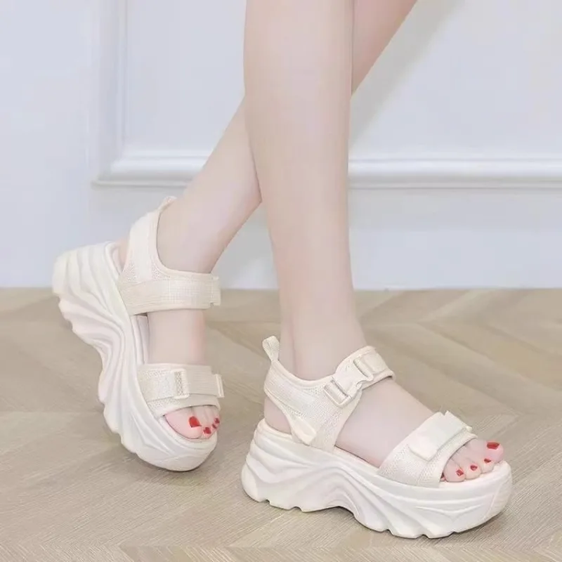 New Beach Women Platform Sandals Designer Elevated Breathable Sneakers Fashion Buckle Wedge Women High Heels Shoes Zapatos Mujer - view 3