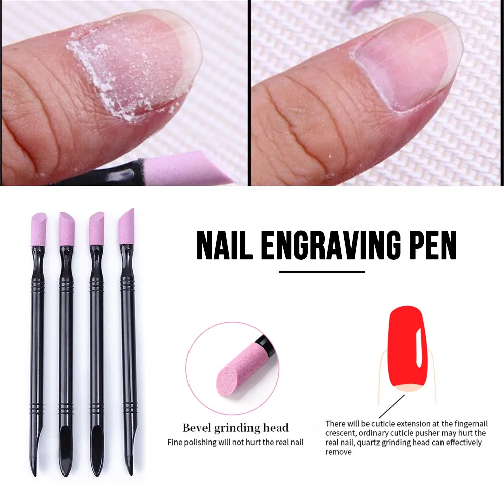 Draagbare Kwarts Nagel Slijpen Nagel Cuticula Verwijderen Handige Houten Stok Voor Design Gel Polish Acryl Manicures Art Tool