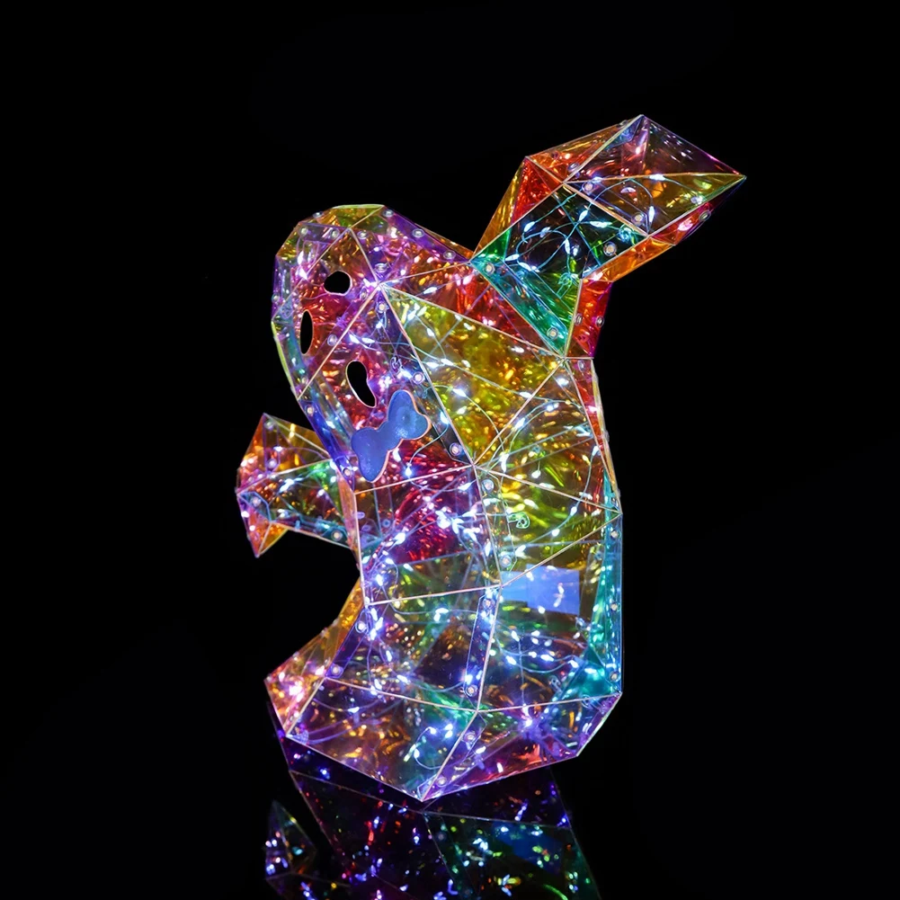 Prismatic Iridescent Spooky Ghost Statue,LED Ghost Statue,Halloween Decoration Ghost Statue Night Light