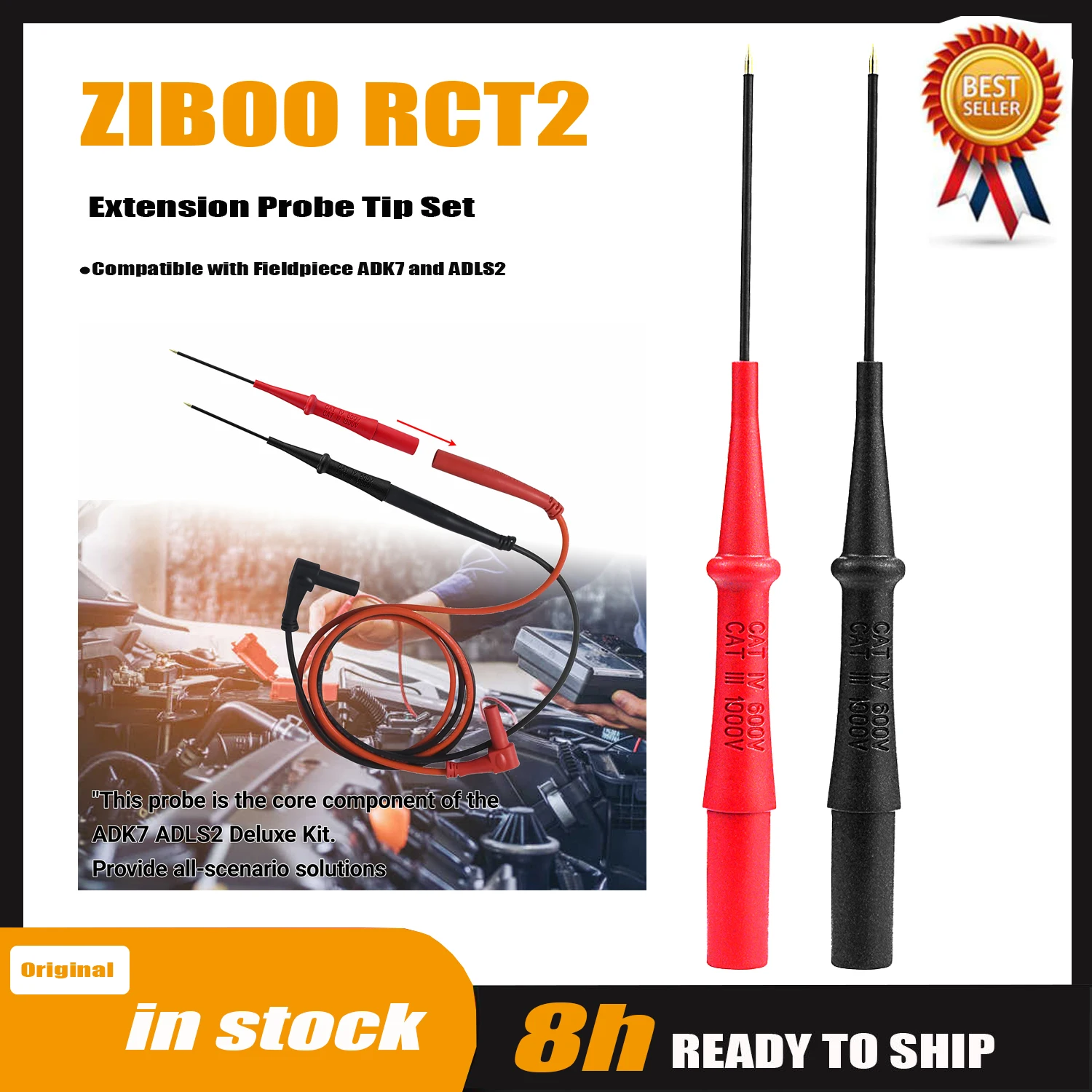 ZIBOO RCT2 Extension Probe Tip Set Compatible with Fieldpiece ADK7 and ADLS2