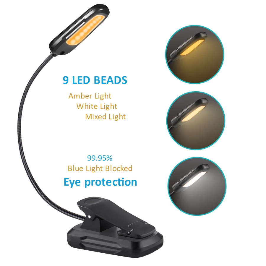 

Portable Clip-On LED Desk Lamp Eye Protection Flexible Table Lamp Rechargeable 3 Colors 3-Level Brightness Study Reading Lamp