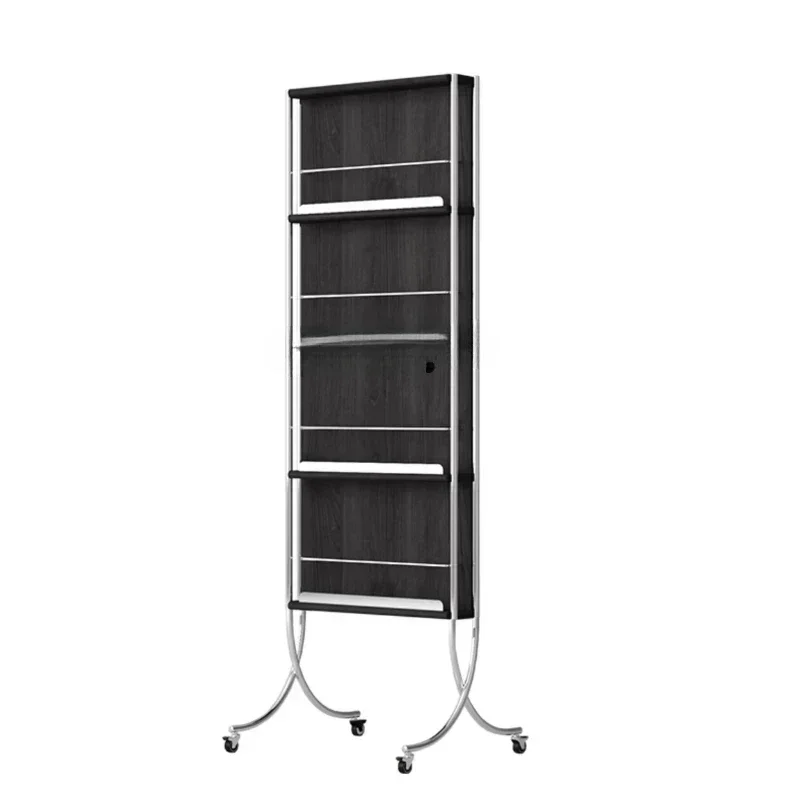 Retro AffordableLuxury Magazine Rack Movable Rotating Floor Full-Length Mirror Solid Wood Simplicity Dressing Full-Length Mirror