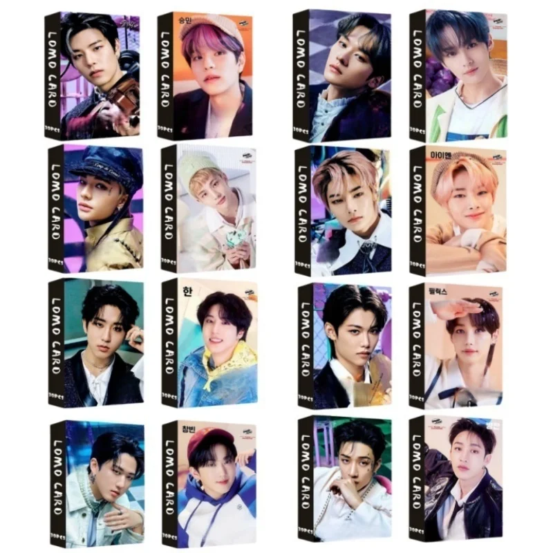 LOMOカード30枚入りボックスセット、両面印刷の小型カード、高画質フォトカード、韓国ポップボーイズバンドのファンへのギフトに