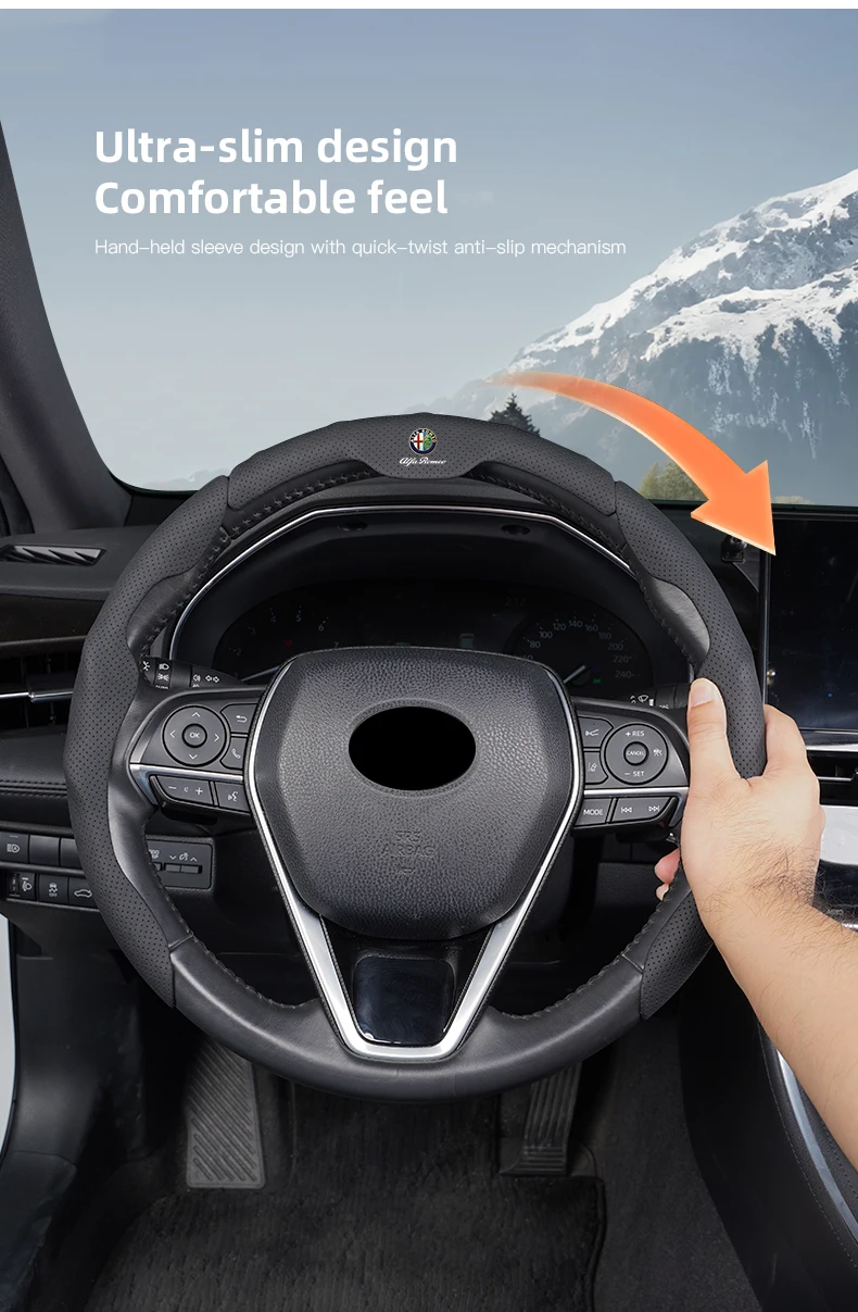Nappa-Leder Dreistufiger Lenkrad-Antirutschschutz für Alfa Romeo 156 159 147 4C 8C 166 Giulia Giulietta GT 500 – Detail 6
