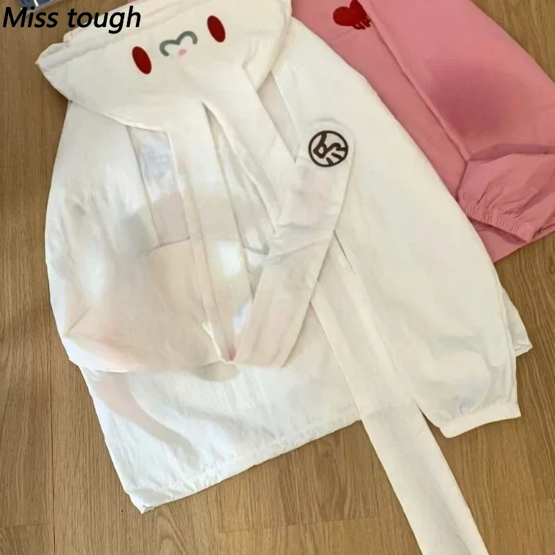 Japanese Lolita Kawaii Cute Cartoon Bunny Ear Hoodies Jacket Women Coat Gothic Dark Harakuju Korean Fashion Jacket Party Outfits