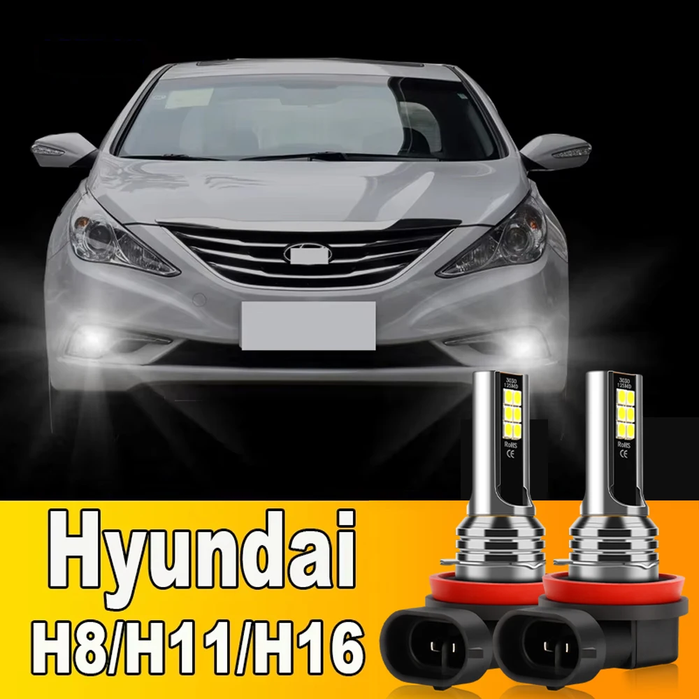 Luces antiniebla delanteras, bombillas LED H8 H11 H16JP, accesorios para Hyundai Sonata Santa Fe Tucson 2016-2018 Azera Genesis Coupe Equus Kona