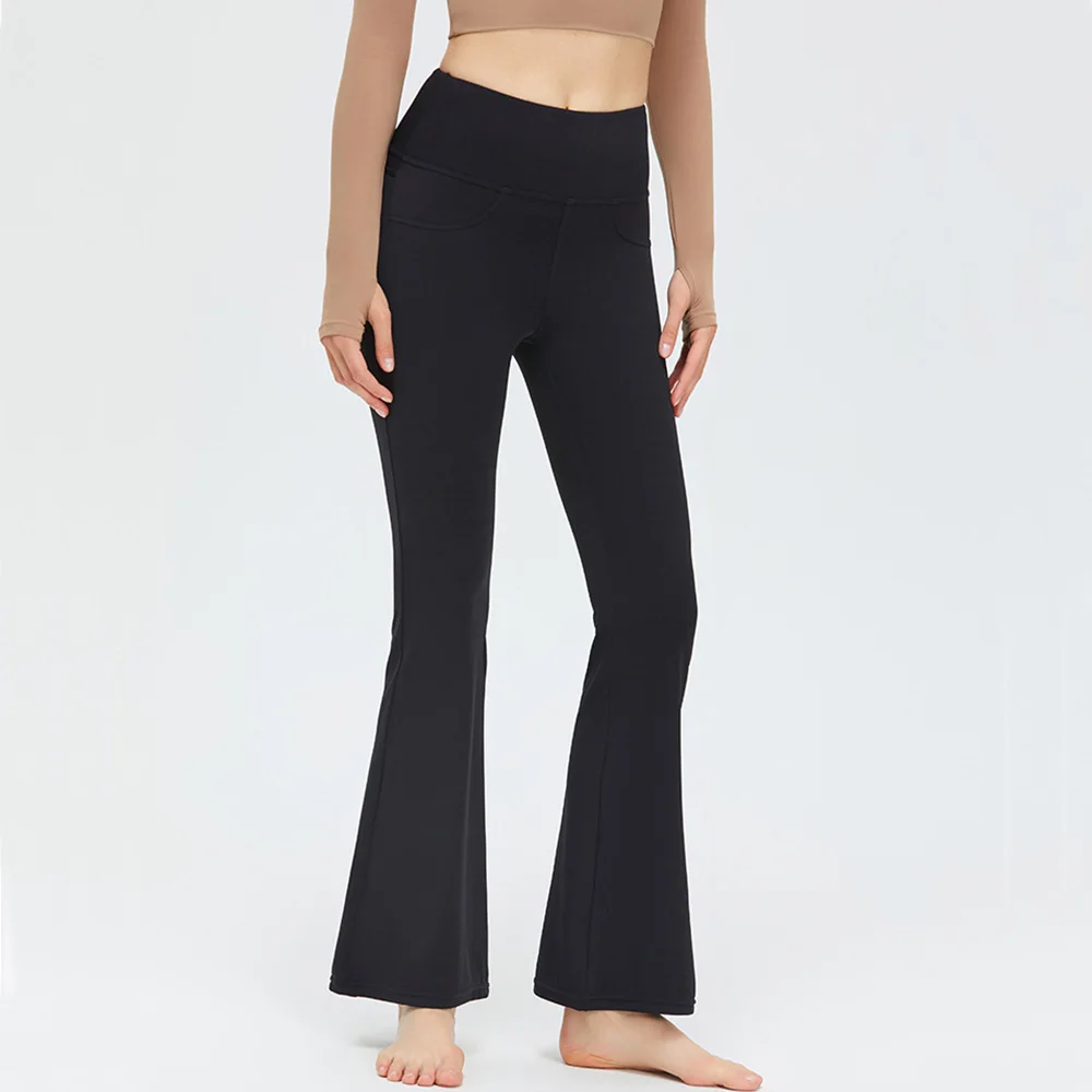 Flare legging bolso calças de yoga mulheres bell-bottoms treino yoga calças de cintura alta apertado calças de fitness ginásio esportes perna larga calça