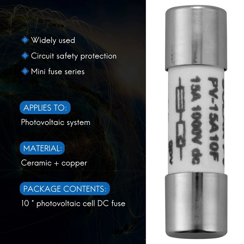 BAAD 10 шт. 1000 В постоянного тока Предохранитель Солнечный фотоэлектрический взрывозащищенный предохранитель серебристый