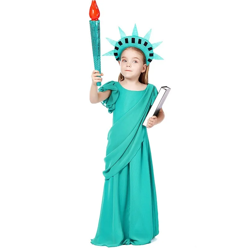 

Green Chiffon Halloween Dress Party Long Skirt Statue of Goddess Costume Free Shine World Role Play Traditional Ethnic Women'...