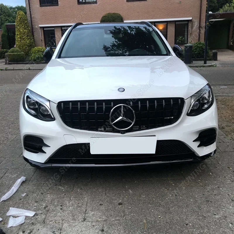 Dla Mercedes Benz GLC klasa X253 GLC260 300 GLC43 AMG 2016-2019 ABS samochód Splitter przedniego zderzaka Spoiler ramka światła przeciwmgielnego nóż