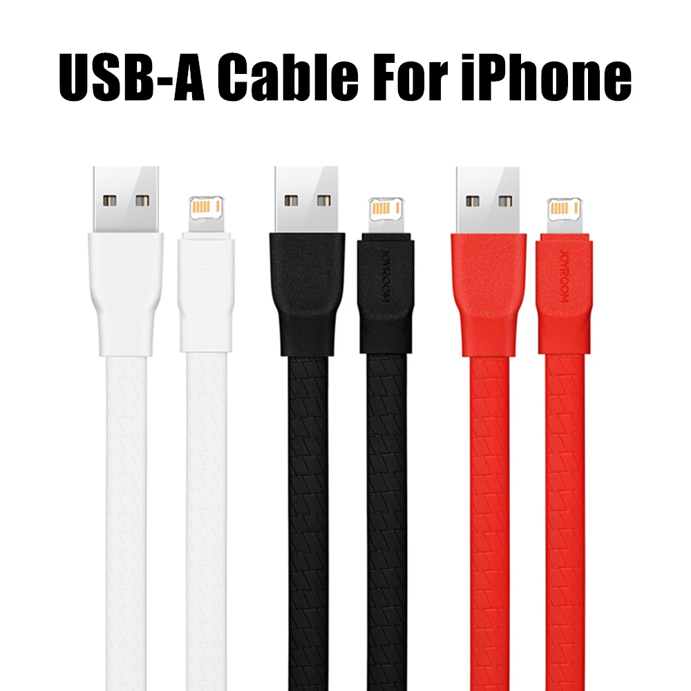 Câble de charge rapide USB-A en TPE à conception plate pour iPhone X XR XS Max 11 12 13 Mini 14 Pro Max 7 8 14 Plus