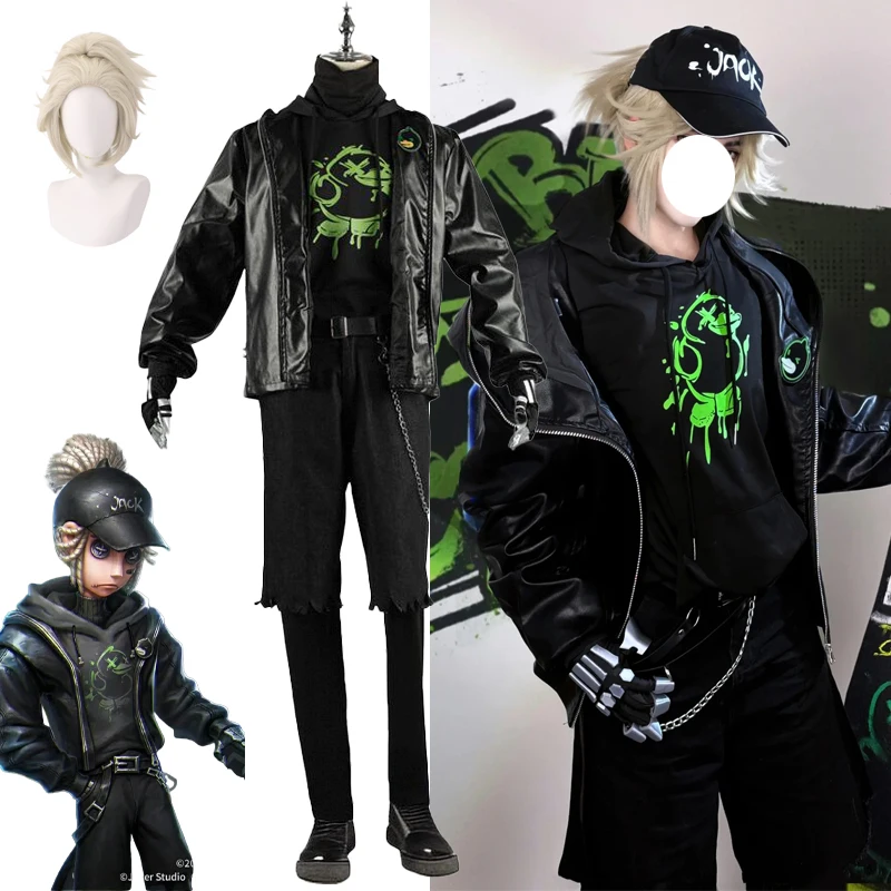 Anime Game Identity ⅤNaib Subedar Mercenary Cosplay Costume B.Duck Black Sports Hoodie Daily Wear Uniforms Wig Man Party Suit