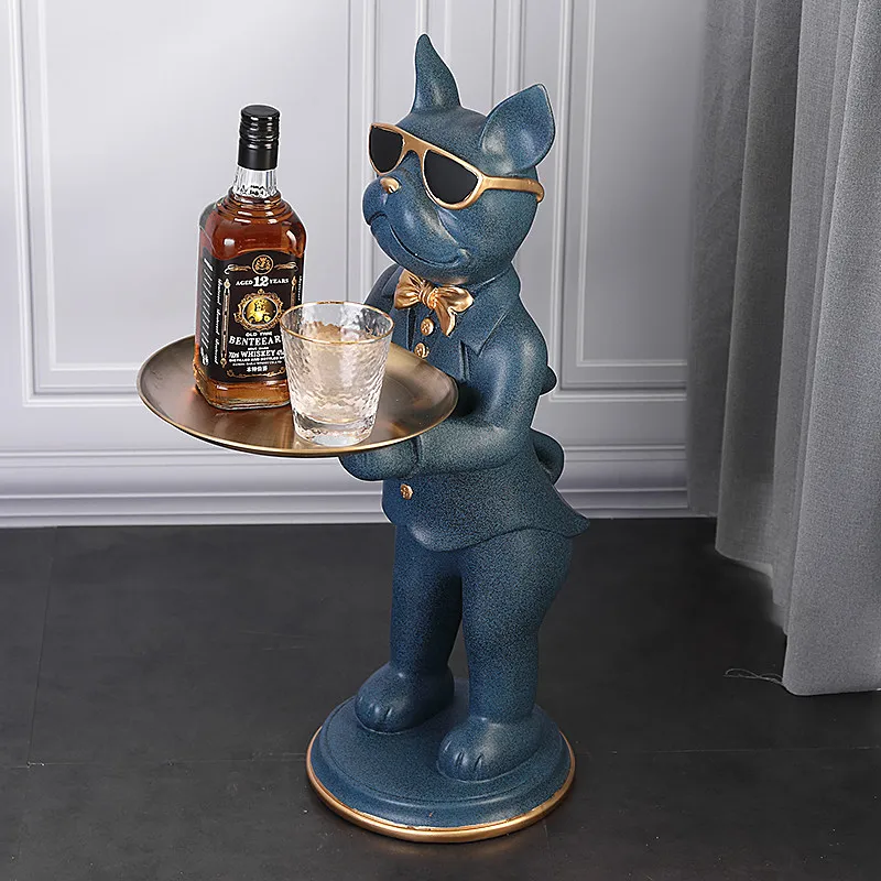 Bulldog Animal Figurines Cool Dog Statue Sculpture Living  Study Room Bedroom Decor Home Interior Floor Decoration Accessories