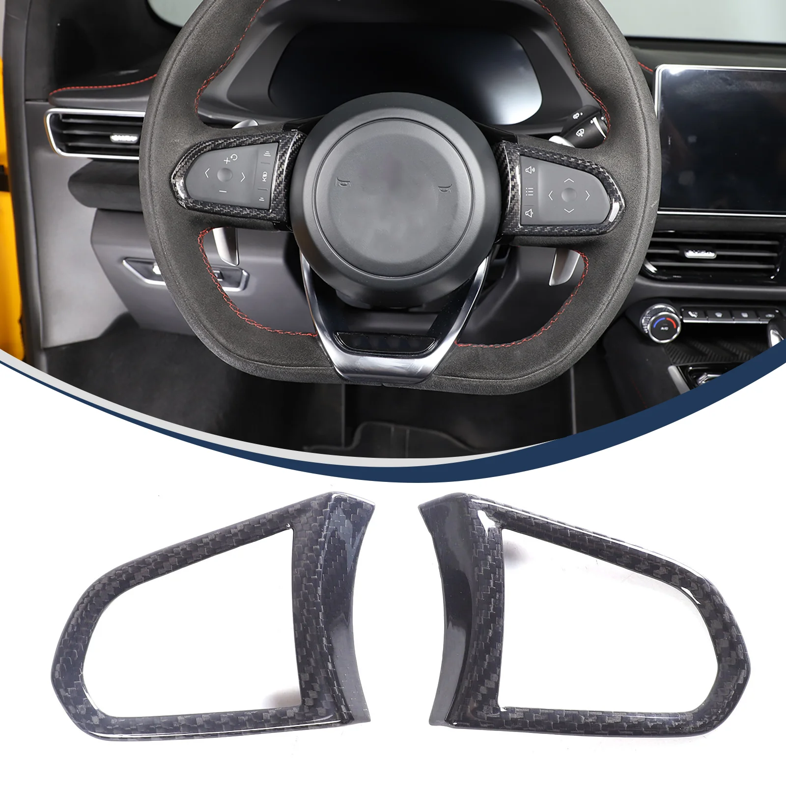 

For 2021-2023 Lotus EMIRA car steering wheel button frame car interior decoration accessories real carbon fiber 2-piece set