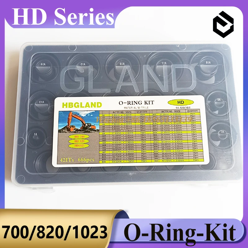 O-Ring-Kit For HD700 HD820 HD1023 O-ring Box 666pcs for Kato Excavator Seal Kit