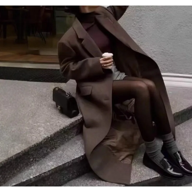2025 Fashion Temperament Versatile Long Woolen Coat Jacket