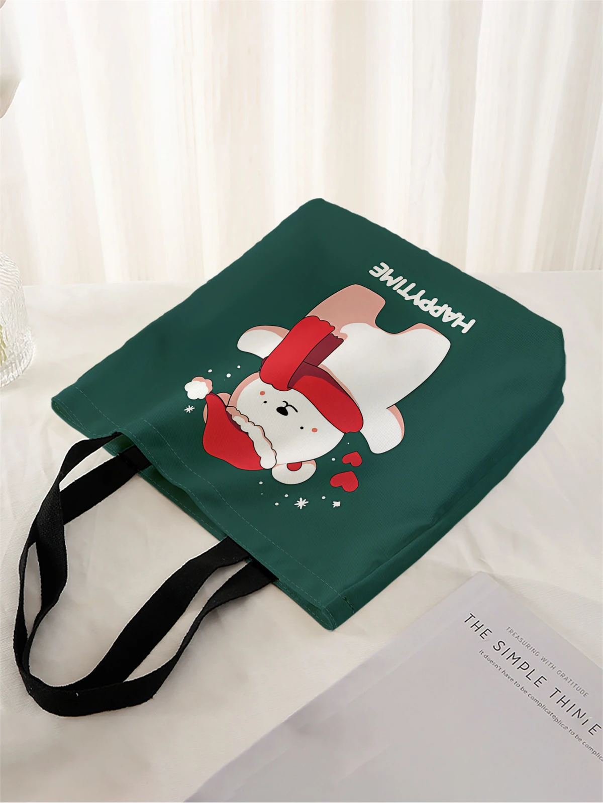 1 pezzo, borsa per orsacchiotto di Natale, borsa alla moda riutilizzabile, borsa multifunzionale, borsa per la spesa in tela stampata