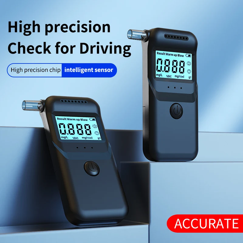 Portable Alcohol Tester High Precision LCD Display Voice Broadcast 3 Color Indicator 50 Records AAA Battery for Driver