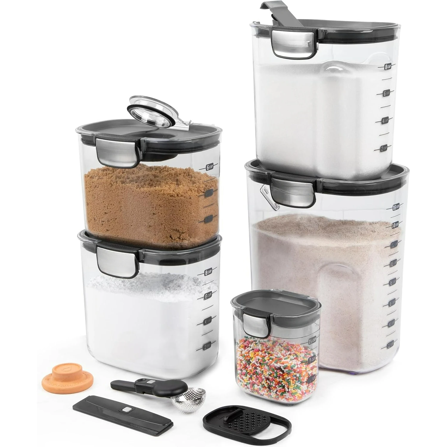 

Clear Plastic Airtight Food Flour and Sugar Baker's Kitchen Storage Organization Container Canister Set