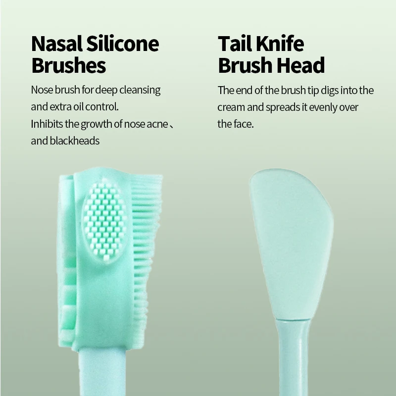 Facial Silicone Brush Face Massage Cleaning Brushes Double Sided Blackhead Pore Removal Exfoliator Cleanser Skincare Tool