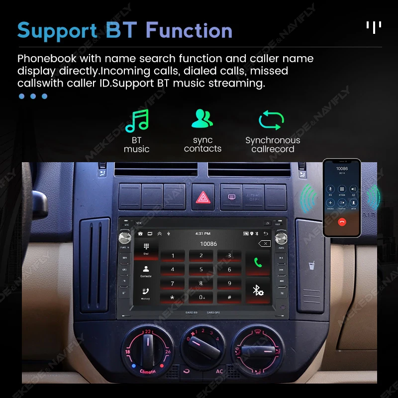 2 Din Android 13 Car Radio Carplay For VW PASSAT B5 MK4 MK5 SHARAN Jetta Bora Polo TRANSPORT T5 CITI CHICO Multimedia GPS Stereo