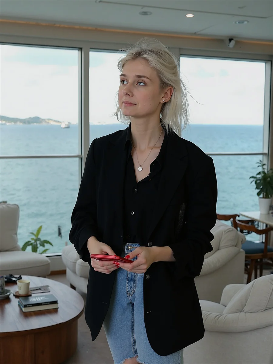 Sólido único breasted blazers clássicos para mulher roupas femininas turn-down comprimento médio marrom manguito bordado sarja rolo de manga comprida