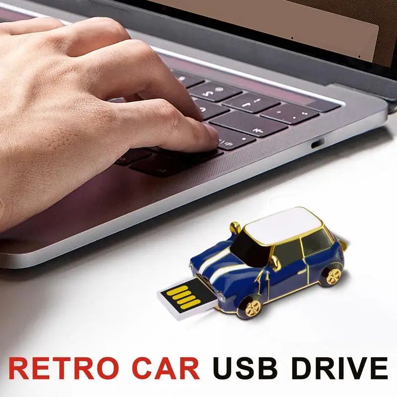 USB 드라이브 레트로 클래식 자동차 모양 USB 키 4GB 휴대용 소형 데이터 저장 디스크 TV 백업 전송 게임 사진 음악 보관
