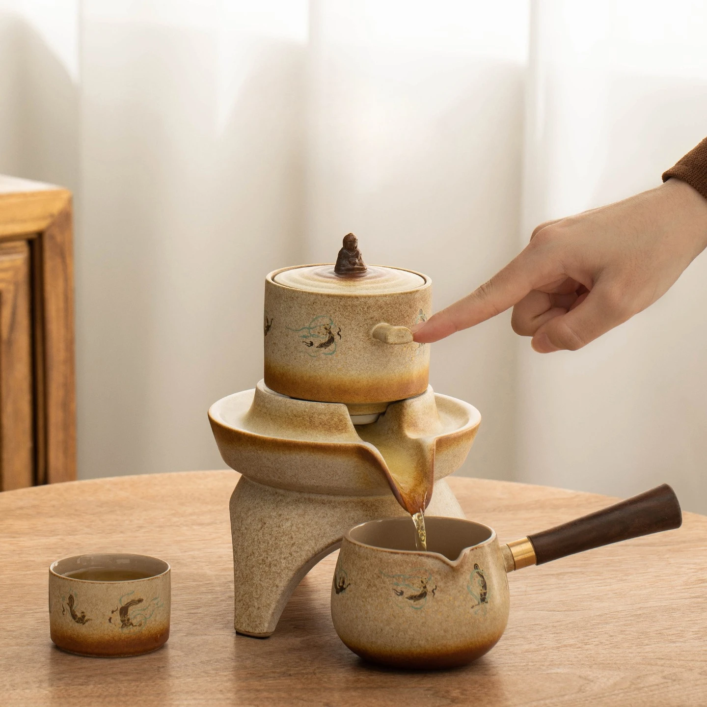 Lazy tea making artifact, household high-end light luxury Kung Fu tea set