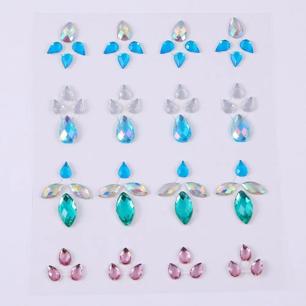 DIY Adhesive Makeup Diamond Sticker Diamond Mask Temporary Rhinestone Tattoo 3D Crystal Pearl Crystal Gems Tattoo Party