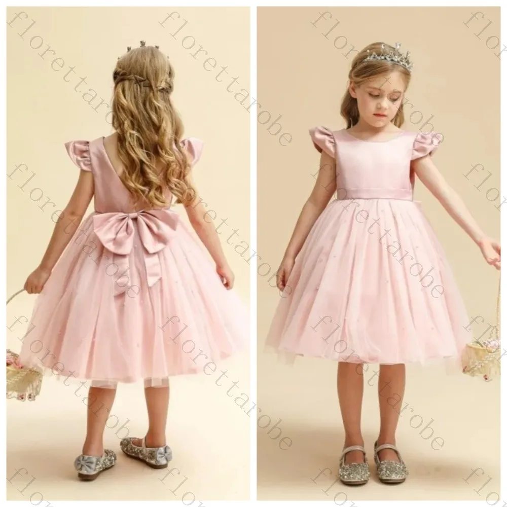 Customized Fashion Sweet and Stylish Short Kids Princess Flower Girl Dress V Back Kids Wedding Birthday Graduation Prom Gown