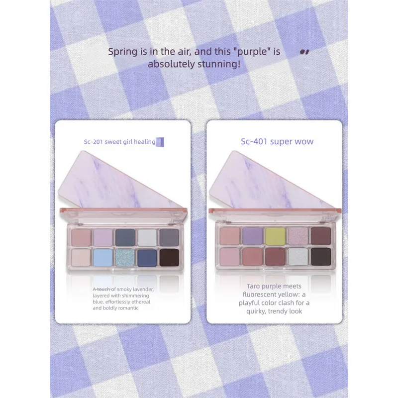 Sitiya Spring Ten colori Ombretto a bassa saturazione Fine Shimmer Blu Rosa Tavolozza completa Toni terrestri convenienti