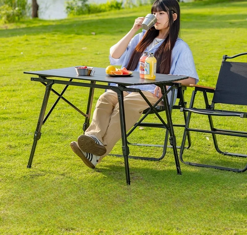 

Aluminum alloy outdoor folding table egg roll portable liftable camping table lightweight table and chair supplies