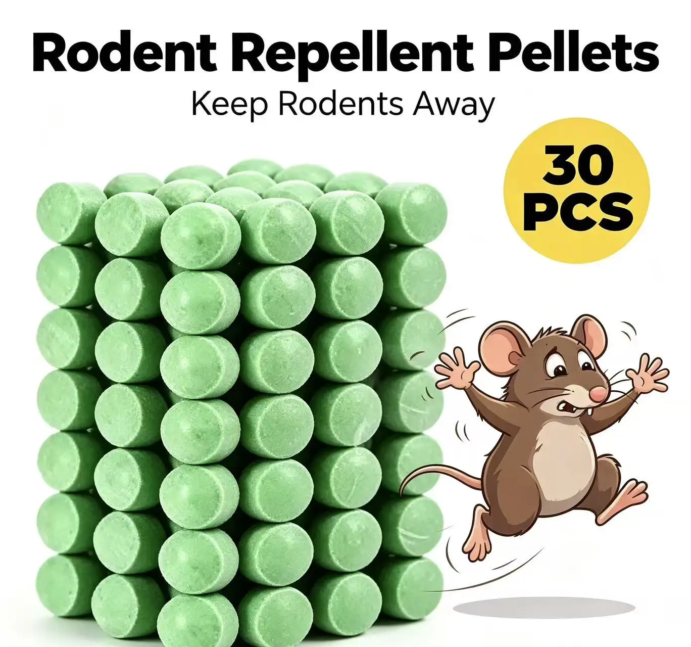 30pcs Mouse Rodent Repellent Green Peppermint Tablets Pest Rodent Repellent Indoor Outdoor Mouse Cockroach Repellent Tablets